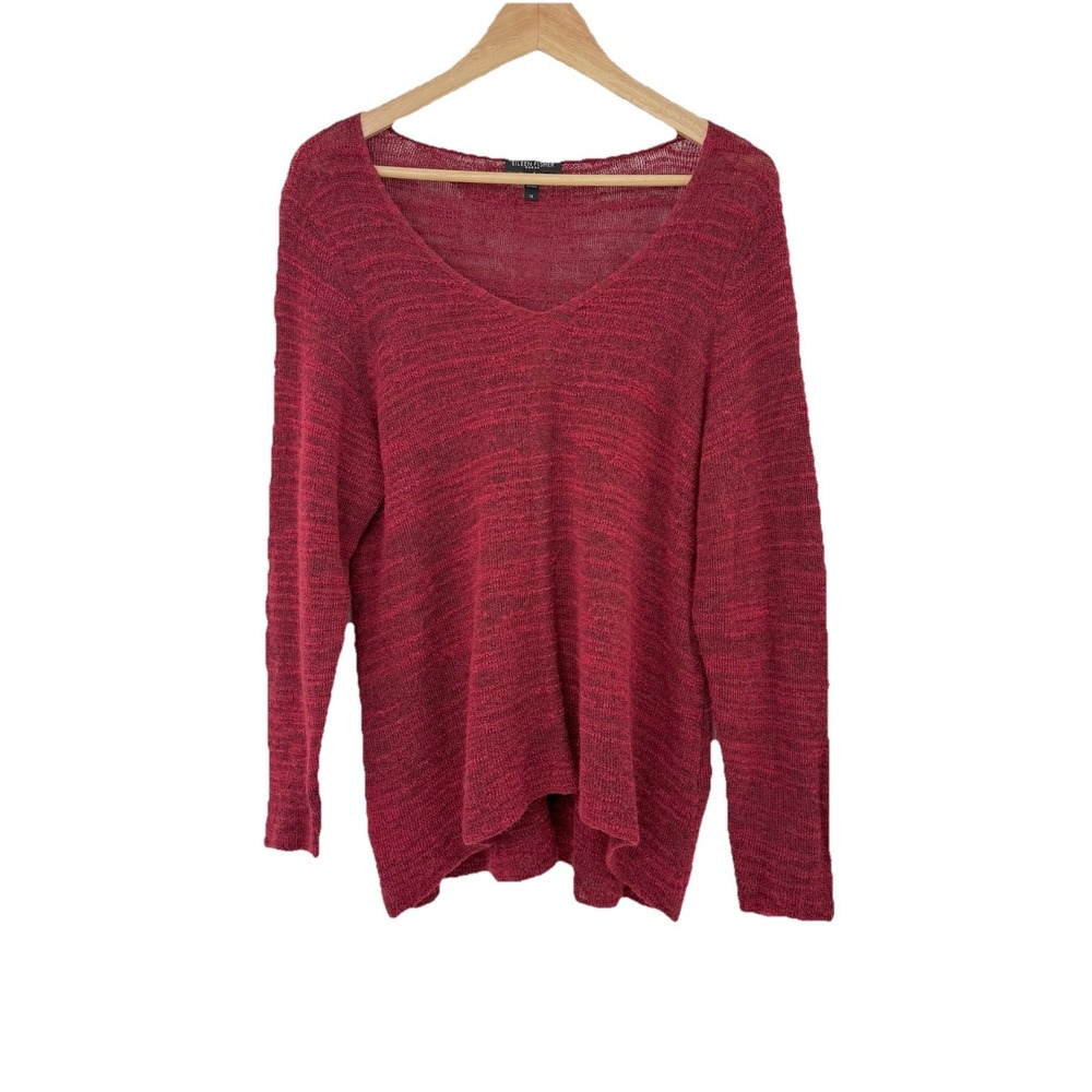 EILEEN FISHER Plus Size Alpaca Wool Blnd Marled Red Sweater 1x Quiet Luxury Peru